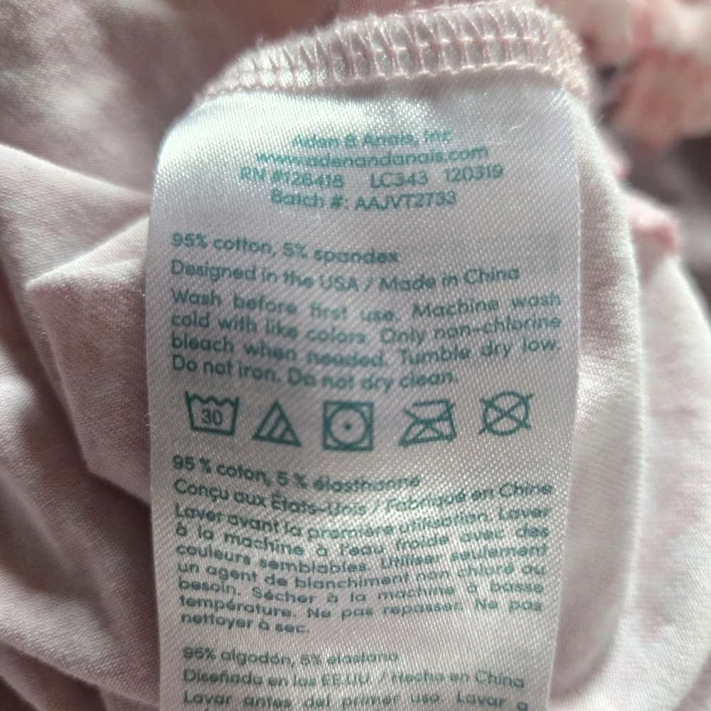 aden + anais Pink/White Floral Baby Gown-0-3Mos EUC